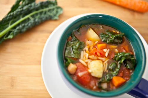 Fresh Vegetable Soup with Orzo Pasta